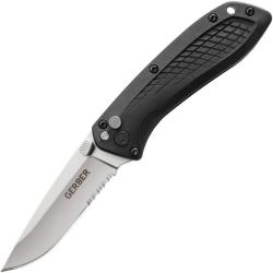 Couteau Gerber US Assist Plunge Lock Ouverture Assist&eacute;e Lame Inox Semi-Dent&eacute;e Manche GRN Noir G3240