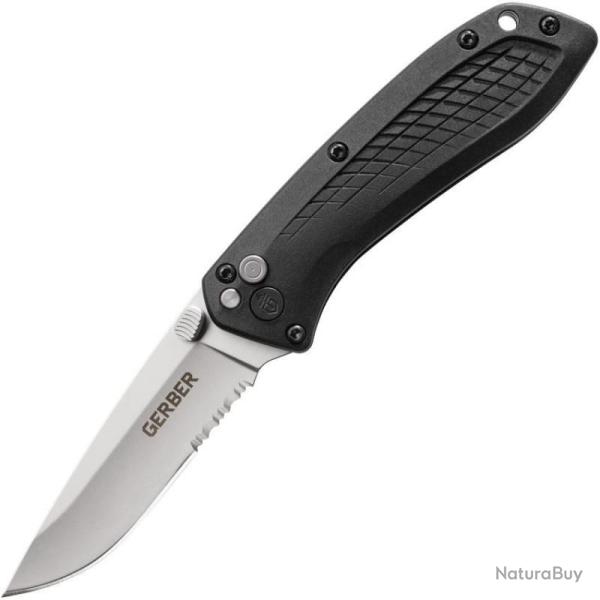 Couteau Gerber US Assist Plunge Lock Ouverture Assist�e Lame Inox Semi-Dent�e Manche GRN Noir G3240