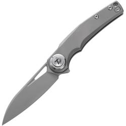 Couteau Dreamtech Button Lock Lame Acier M390 Sheepsfoot Manche Ti Gray DTK4130TG
