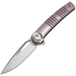 Couteau Dreamtech Button Lock Lame Acier M390 Drop Point Manche Pivot Ti Purple DTK4129TP