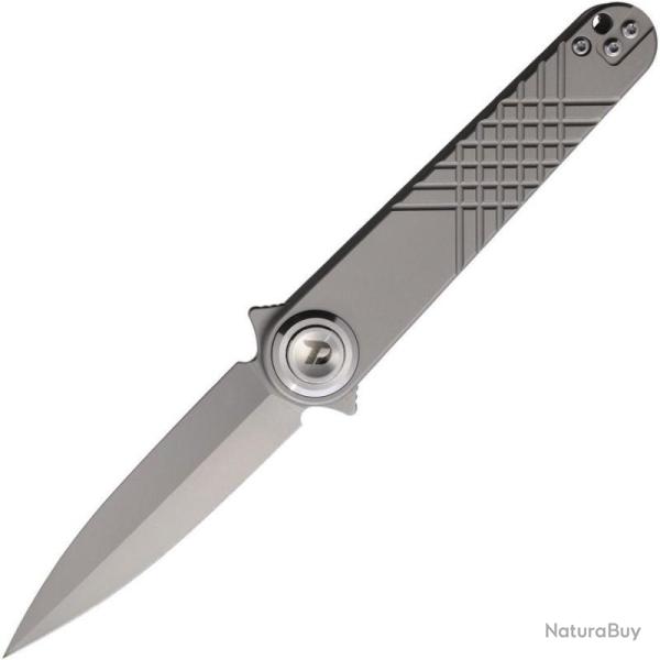 Couteau Dreamtech Button Lock Lame Acier 14C28N Manche Gray Ti DTK4052TG