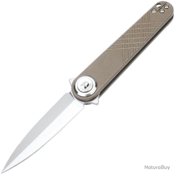 Couteau Dreamtech Button Lock Lame Acier 14C28N Manche G10 Desert Tan DTK4052GD