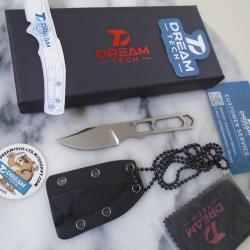 Couteau Fixe Dreamtech Lame Acier D2 Clip Point Manche Neck Knife CP SW &Eacute;tui Kydex DTK4039G