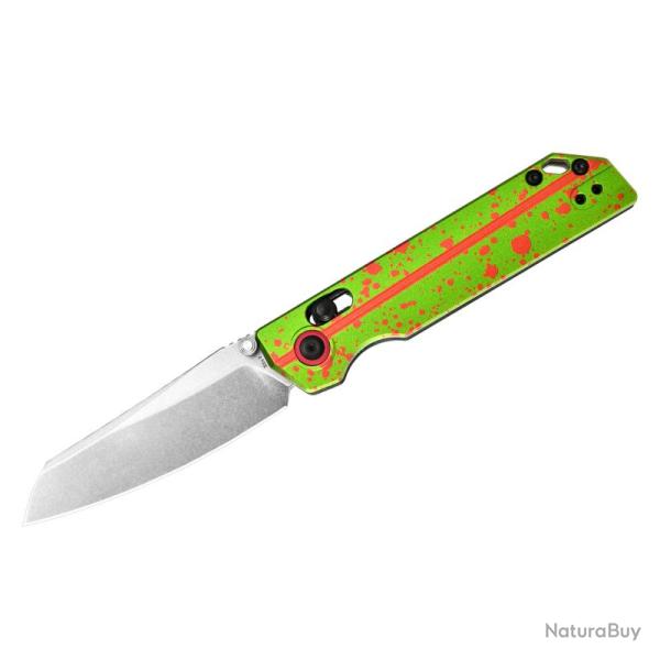 Couteau Oknife XEN Rail Lock Lame Nitro-V Sheepsfoot Manche Aluminium OAL Zombie Vert OKNXENZG