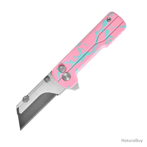 Couteau Utilitaire Oknife U1 Ultra Button Lock Lame C�ramique Manche Alu OAL Rose OKNU1ULTRAZP