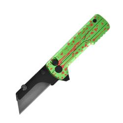 Couteau Utilitaire Oknife U1 Ultra Button Lock Lame C&eacute;ramique Manche Alu OAL Zombie OKNU1ULTRAZG