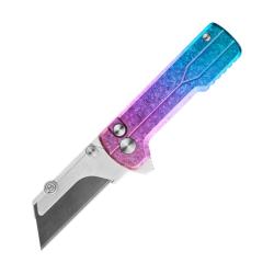 Couteau Utilitaire Oknife U1 Ultra Button Lock Lame C&eacute;ramique Manche Titane Snowflake OKNU1ULTRASFC