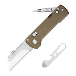 Couteau Utilitaire Oknife U1 Pro Rail Lock Lame SK5 Manche PEEK Brun D&eacute;sert Tournevis OKNU1PROPEEK