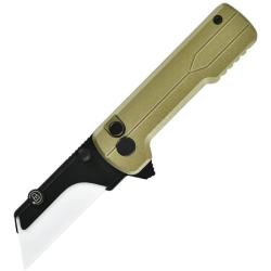 Couteau Utilitaire Oknife U1 Ultra Button Lock Lame C&eacute;ramique Manche Aluminium OAL Vert OKNU1OAL