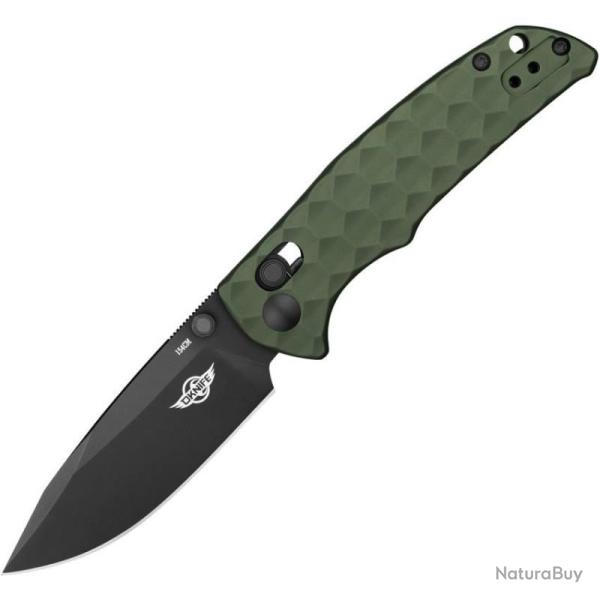 Couteau Oknife Rubato 3 Rail Lock Lame 154CM Drop Point Manche Aluminium OAL OD Vert OKNRUBATO3ODG