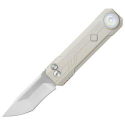 Couteau Outdoor Oknife LK MAO Button Lock Lame M390 Manche Aluminium MAO Blanc D&eacute;sert OKNLKMAODW