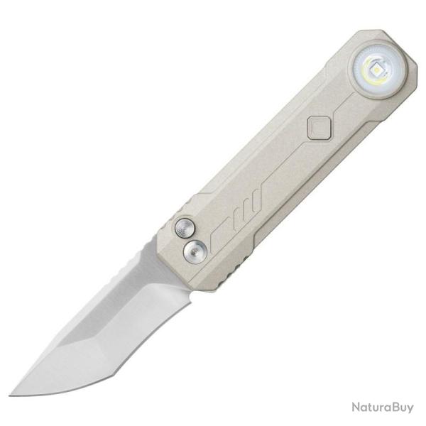 Couteau Outdoor Oknife LK MAO Button Lock Lame M390 Manche Aluminium MAO Blanc D�sert OKNLKMAODW