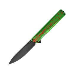 Couteau Oknife AION Liner Lock Lame Nitro-V Drop Point Manche Aluminium OAL Zombie Vert OKNAIONZG