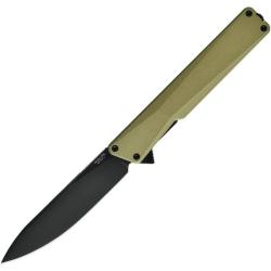 Couteau Oknife AION Liner Lock Lame Nitro-V Drop Point Manche Aluminium OAL Or Mat OKNAIONOG