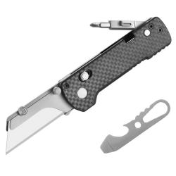 Couteau Utilitaire Oknife U1 Manche Fibre de Carbone Lame Rempla&ccedil;able OKNU1CFO