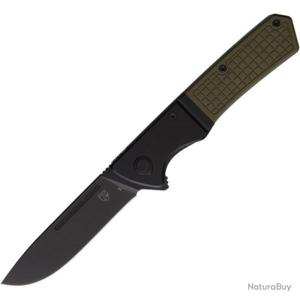 Couteau Se7en Plus Lizard Lame Acier D2 Drop Point Manche G10 OD Vert Mitres Alu Liner Lock