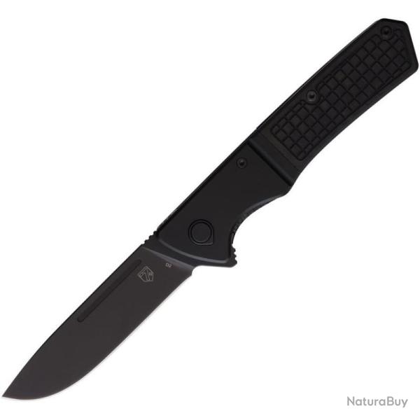 Couteau Se7en Plus Lizard Lame Acier D2 Drop Point Manche G10 Noir Mitres Alu Liner Lock SPL240507BK