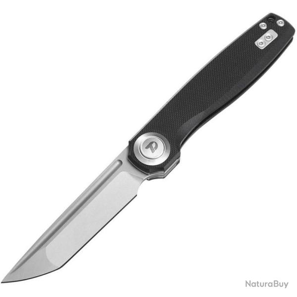 Couteau Dreamtech Button Lock Lame Acier D2 Tanto Manche G10 Noir DTK4002GB
