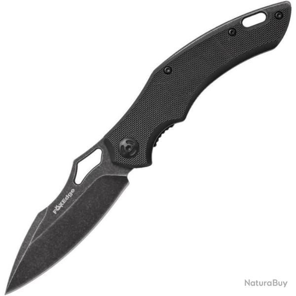 Couteau Fox Edge Sparrow Lame Acier 9Cr13 Stonewash Manche G10 Noir Liner Lock FE034