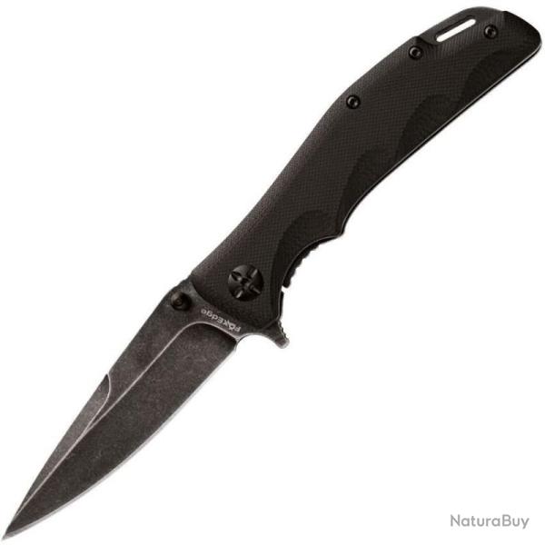 Couteau Fox Edge Mandatory Fun Lame Acier 8Cr13MoV Stonewash Manche G10 Noir Frame Lock FE024