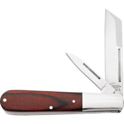 Couteau Bear & Son Large Barlow Lame Acier Inox Manche Bois Rosewood 2 Lames Slip Joint USA BC2280R