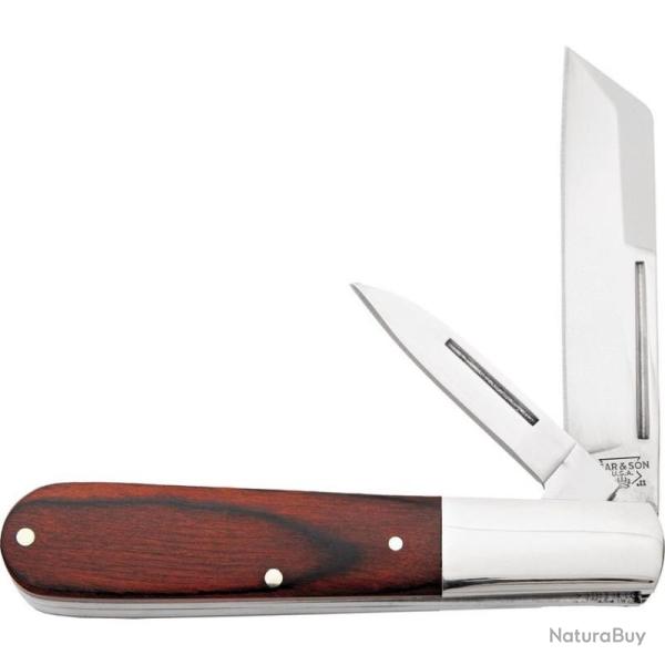 Couteau Bear & Son Large Barlow Lame Acier Inox Manche Bois Rosewood 2 Lames Slip Joint USA BC2280R