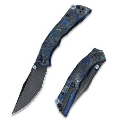Couteau Wixco Jugger Button Lock Lame Acier N690 Manche Fibre Carbone Nebula WXC22C
