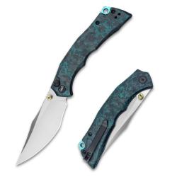Couteau Wixco Jugger Button Lock Lame Acier N690 Manche Fibre Carbone Teal Button Lock WXC22B