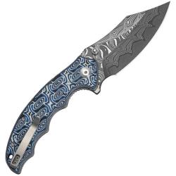 Couteau Civivi Pentad Lame Damas Manche Micarta Vortex Bleu Liner Lock Ball Bearing CIVC24068DS1