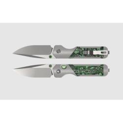 Couteau Kizer Militaw 315 Button Liner Lock Lame M390 Satin Manche Alu FatCarbon Jungle Wear