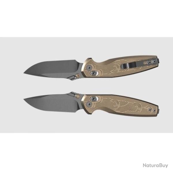 Couteau Kizer Khamsin Clutch Lock Lame Acier Nitro-V Gray PVD Stonewash Manche Aluminium Sable