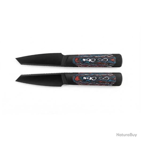 Couteau Fixe Kizer Hallow KwikSwap Lame Acier Z-Wear PM DLC Reverse Tanto Manche Alu FatCarbon