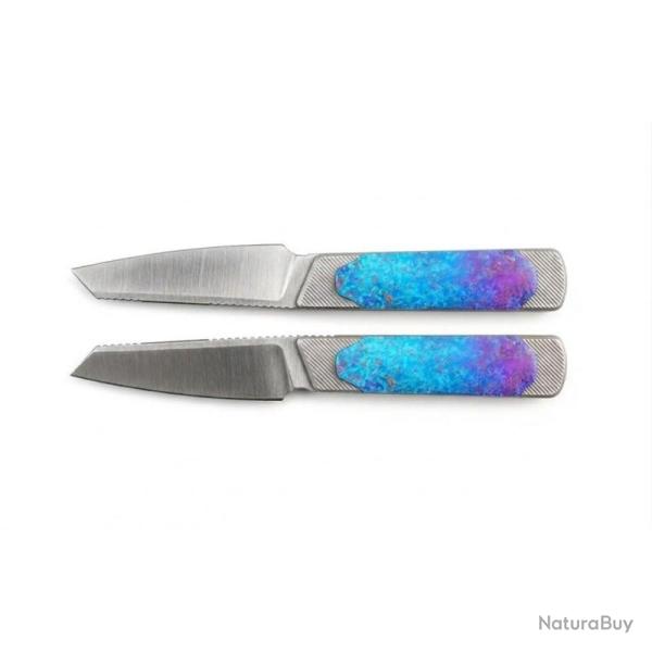 Couteau Fixe Kizer Hallow KwikSwap Lame Acier S45VN Satin Reverse Tanto Manche Alu Titane KI1123A4