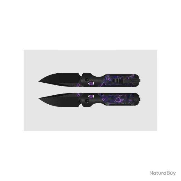 Couteau Kizer Militaw 315 Clutch Lock Lame Acier Elmax DLC Manche Alu FatCarbon Purple Haze