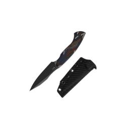 Couteau Fixe Kizer Hissbite Lame Acier CPM 3V Black Coated Drop Point Manche G10 Damascus KI1109A1