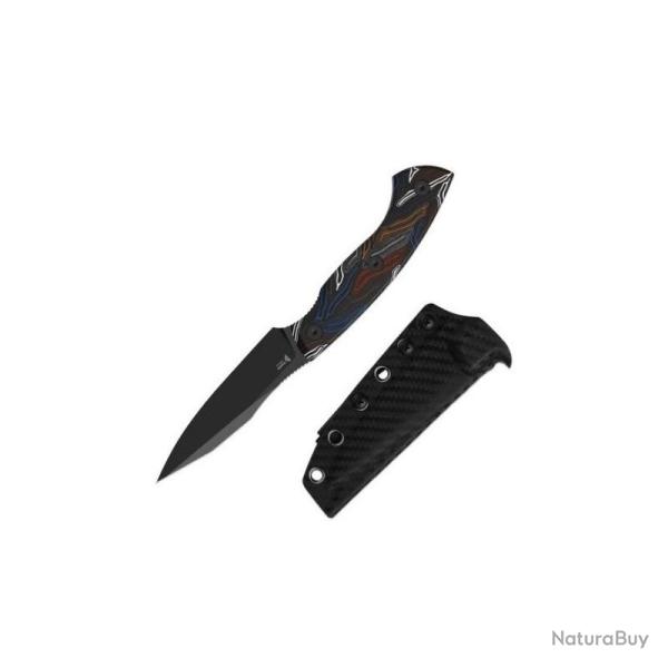 Couteau Fixe Kizer Hissbite Lame Acier CPM 3V Black Coated Drop Point Manche G10 Damascus KI1109A1