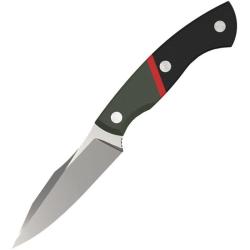Couteau Fixe Kizer Hissbite Lame Acier AEB-L Satin Drop Point Manche G10 Olive Noir Rouge KI1109A2