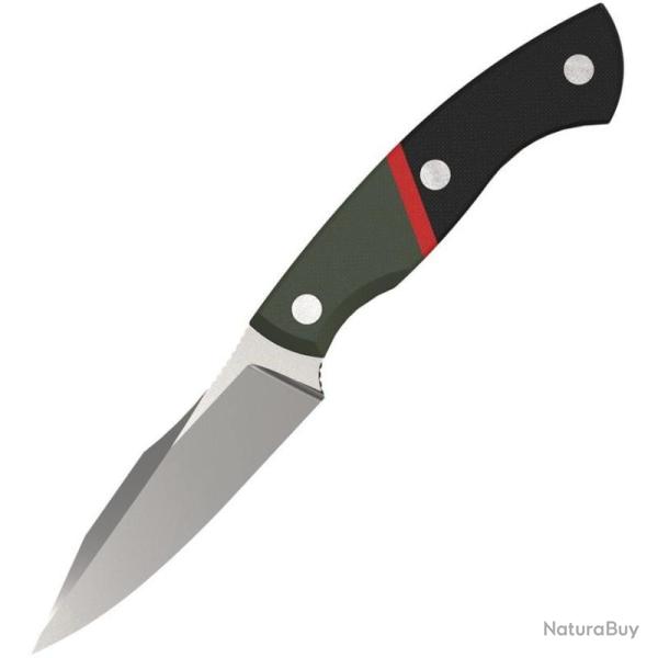 Couteau Fixe Kizer Hissbite Lame Acier AEB-L Satin Drop Point Manche G10 Olive Noir Rouge KI1109A2