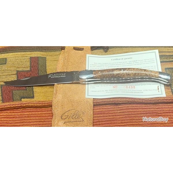 [Neuf] Couteau LAGUIOLE PRESTIGE FONTENILLE PATAUD 12 cm "fait main" Abeille Nacre