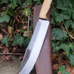Couteau de Gaucho Argentin Bowie Lame Acier Carbone 1075 Etui Cuir Manche Bois Fabric Artisanale 001