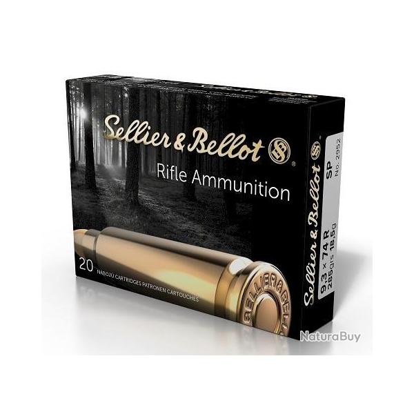 Munitions cartouches � balles Sellier & Bellot SP cal.9.3x74r 286gr 18.5g par 20
