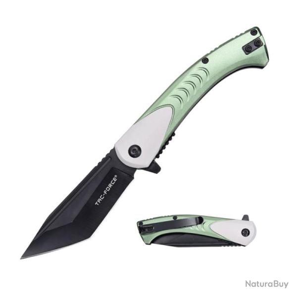 Couteau Tac Force TF-2026 Lame Tanto Acier 3Cr13 Manche Aluminium Vert Liner Lock TF2026GN