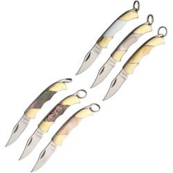 Coffret 6 Mini Couteaux Pliants Rough Rider Lame Acier Inox Manche Nacre et Abalone RR1710