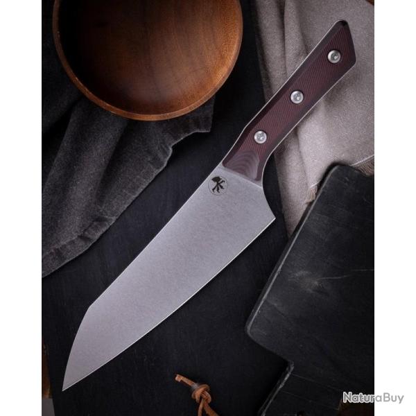Couteau Fixe Microtech Chef Lame Acier M390MK Manche G10 Black Cherry �tui Feutre MCT300010BC