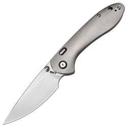 Couteau CJRB Feldspar Lame Acier CPM-S90V Manche Titane Gris Top Liner Lock J1912GGY