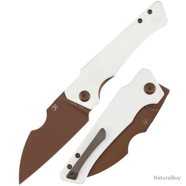 Couteau Kansept Knives Egress Lame Acier CPM-S35VN Manche G10 Blanc Liner Lock K1033B3
