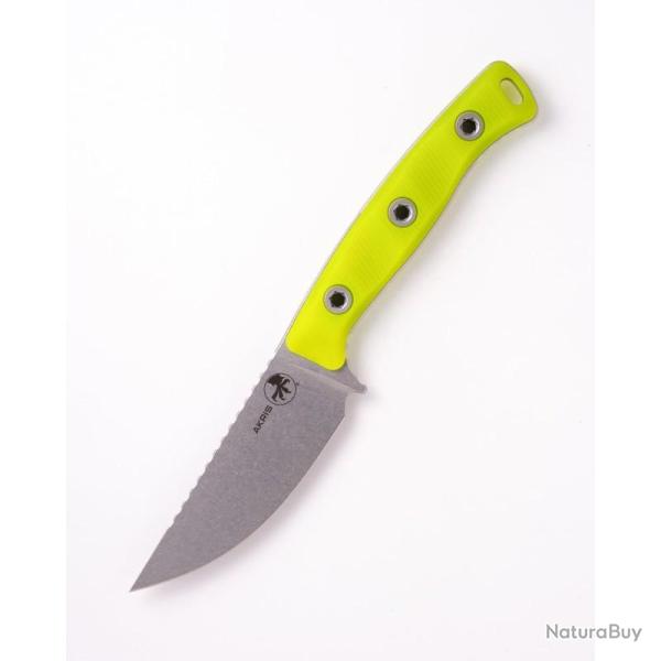 Couteau Fixe Microtech Akris Lame Acier M390MK Manche G10 Jaune �tui Kydex Made In USA MCT9510HV5
