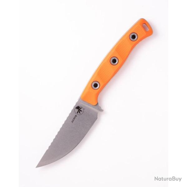 Couteau Fixe Microtech Akris Lame Acier M390MK Manche G10 Ember �tui Cuir Made In USA MCT9510EM3