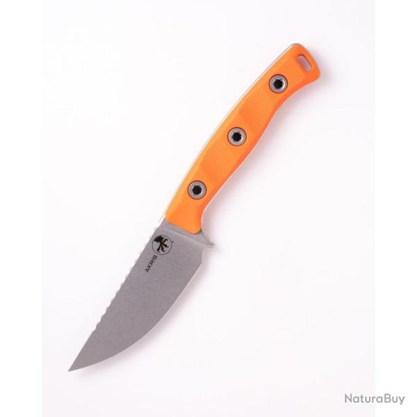 Couteau Fixe Microtech Akris Lame Acier M390MK Manche G10 Ember �tui Cuir Made In USA MCT9510EM2
