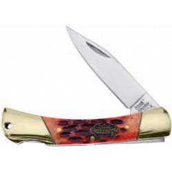 Couteau Frost Cutlery Steel Warrior Viper Lame Acier Inox Manche Os Jigged Rouge Lockback FSW102BPS